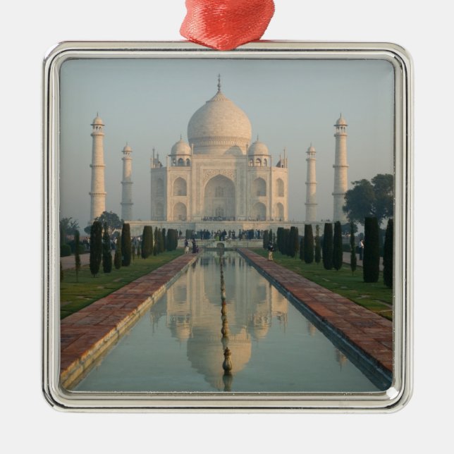 Ornement Carré Argenté INDE, Uttar Pradesh, Agra : Taj Mahal, matin (Devant)