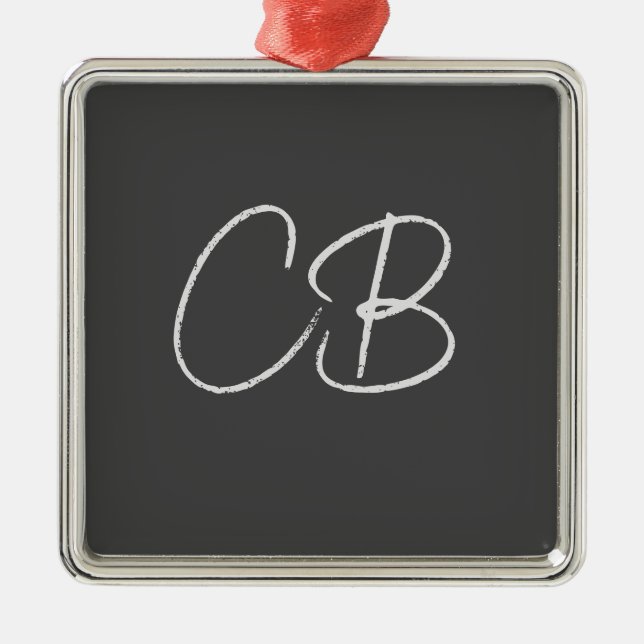 Ornement Carré Argenté Initiales minimalistes Monogrammes professionnels  (Devant)