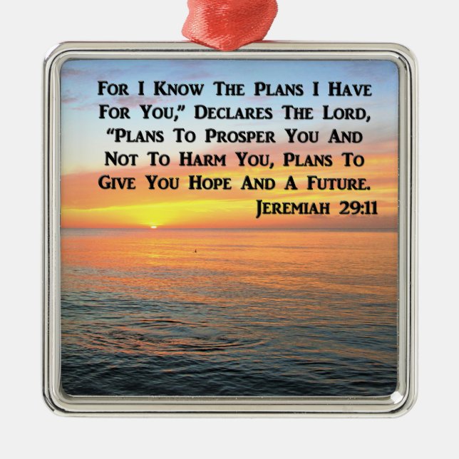 ORNEMENT CARRÉ ARGENTÉ INSPIRANT JEREMIAH 29:11 SCELER (Devant)