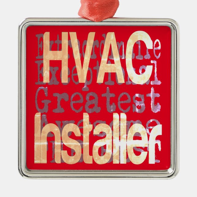 Ornement Carré Argenté Installateur HVAC Extraordinaire (Devant)