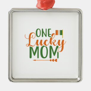 Ornement Carré Argenté Irish One Lucky Mom