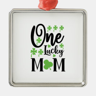 Ornement Carré Argenté Irish One Lucky Mom