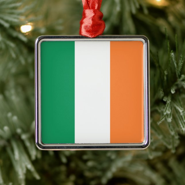 Ornement Carré Argenté Irlande National Flag, standard irlandais, bannièr (Arbre)