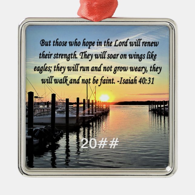 ORNEMENT CARRÉ ARGENTÉ ISAIAH 40:31 SCRIPTURE VERSE (Devant)