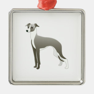 Ornement Carré Argenté Italian Greyhound Dog Breed Illustration