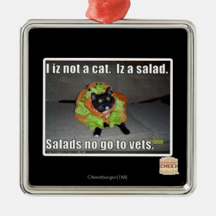 Ornement Carré Argenté Iz I pas un chat. Iz une salade