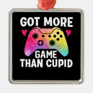 Ornement Carré Argenté J'Ai Plus De Jeu Que Cupid Valentine Video Jeu