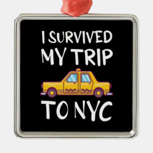 Ornement Carré Argenté J'Ai Survécu À Mon Voyage À New York