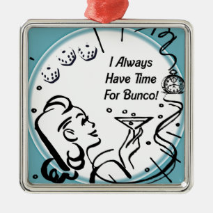 Ornement Carré Argenté J'ai toujours le temps pour Bunco par Artinspired