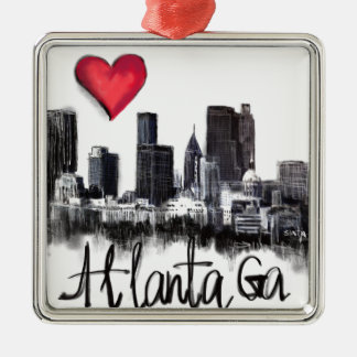 Ornement Carré Argenté J'aime Atlanta