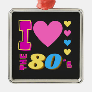 Ornement Carré Argenté J'Aime Les Années 80