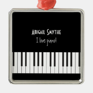 Ornement Carré Argenté J'aime l'ornement de piano