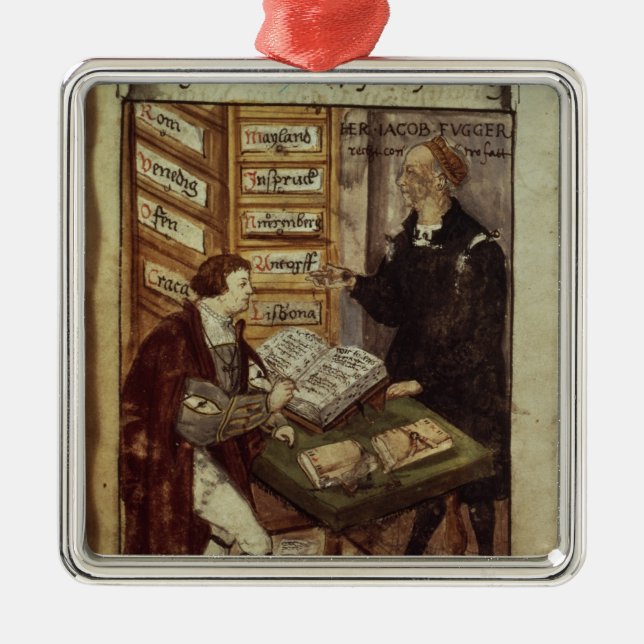 Ornement Carré Argenté Jakob Fugger dans son bureau, 1518 (Devant)