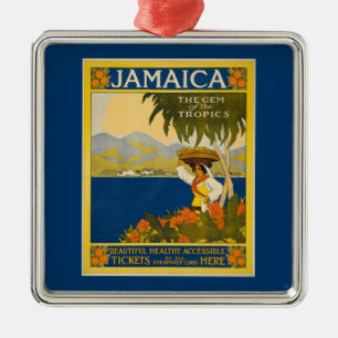 Ornement Carré Argenté Jamaïque - Gem of the Tropics, vintage,