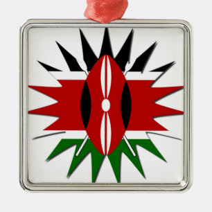 Ornement Carré Argenté Jambo Kenya Hakuna Matata