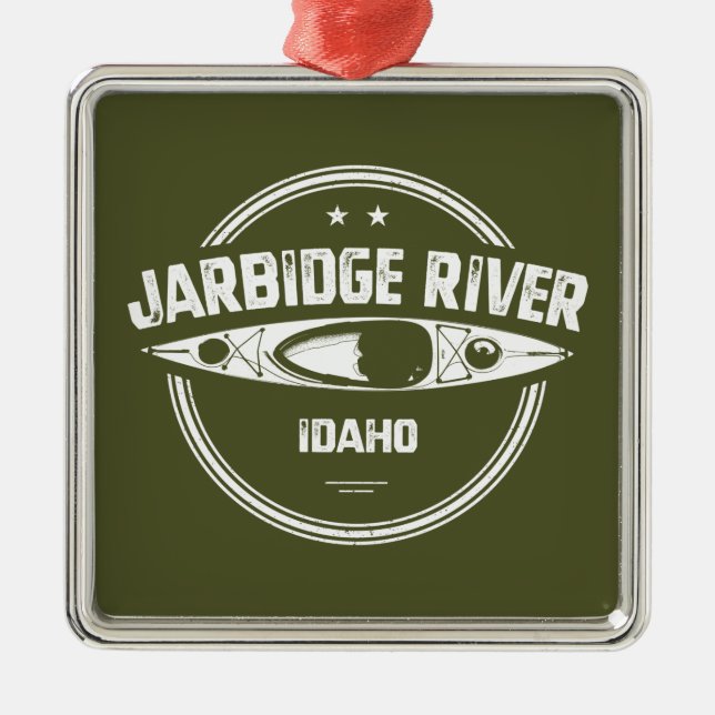 Ornement Carré Argenté Jarbidge River Idaho Kayak (Devant)