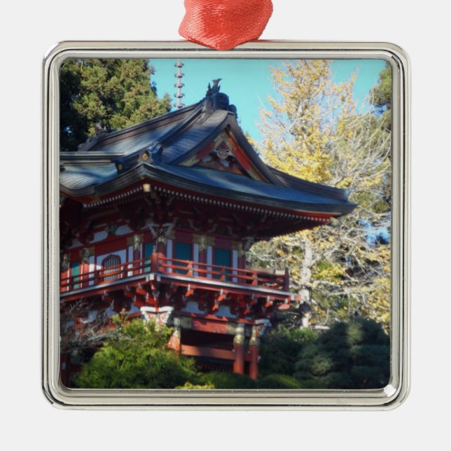 Ornement Carré Argenté Jardin japonais de thé - San Francisco (Devant)