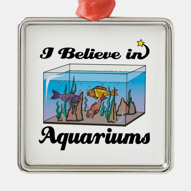 Ornement Carré Argenté je crois aux aquariums (Devant)