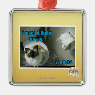 Ornement Carré Argenté Je maed le fourrure pelucheuse vous