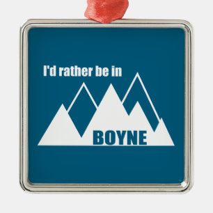 Ornement Carré Argenté Je préférerais être à Boyne Michigan Mountain