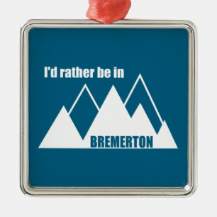 Ornement Carré Argenté Je préférerais être à Bremerton Washington Mountai