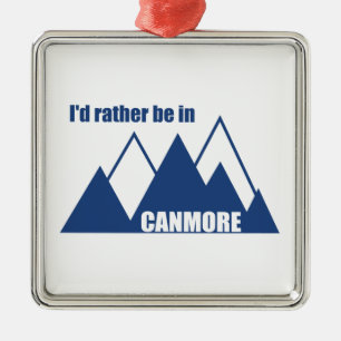 Ornement Carré Argenté Je Préférerais Être À Canmore Mountain
