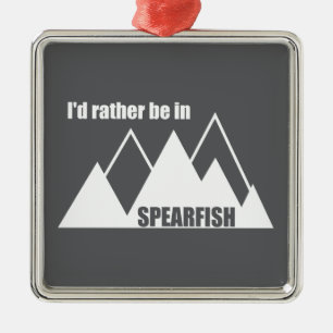 Ornement Carré Argenté Je préférerais être à Spearfish, Dakota du Sud, da