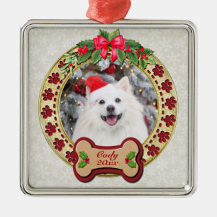 Ornement Carré Argenté Je Vous Woof un Joyeux Noël Cadeau Personnalisé de