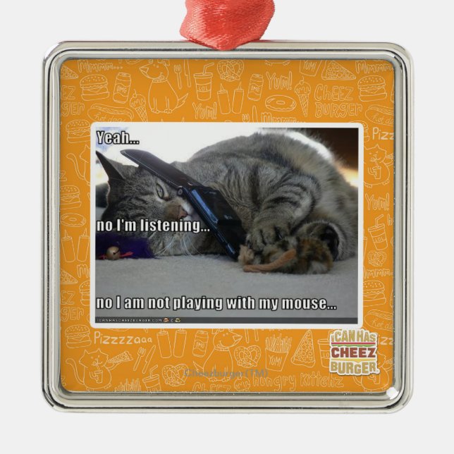 Ornement Carré Argenté J'écoute (Devant)