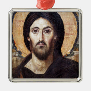 Ornement Carré Argenté Jésus-Christ