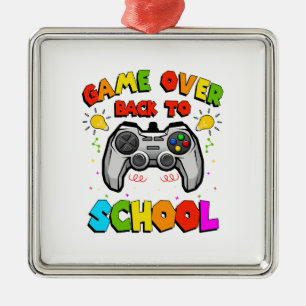 Ornement Carré Argenté Jeu De Retour À L'École