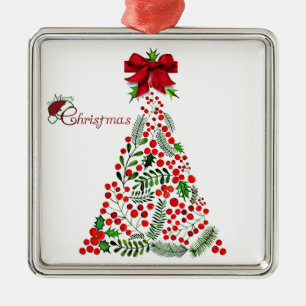 ORNEMENT CARRÉ ARGENTÉ **JEUNE ARBRE DE NOËL** ORNAMENT DE NOËL