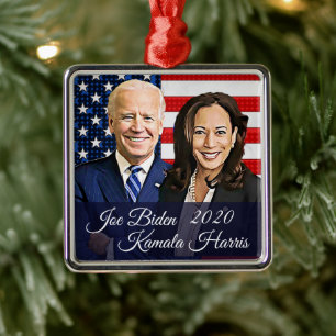 Ornement Carré Argenté Joe Biden 46e Président Keepsaké Souvenir 2020