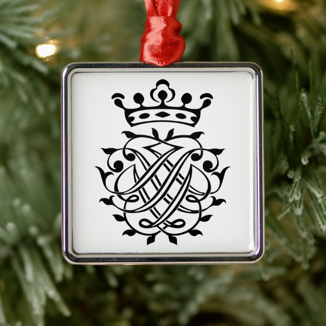Ornement Carré Argenté Johann Sebastian Bach Crest Monogramme Insignia (Arbre)