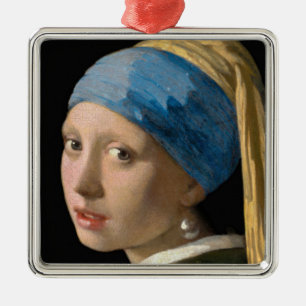 Ornement Carré Argenté Johannes Vermeer - Fille avec une oreille perle