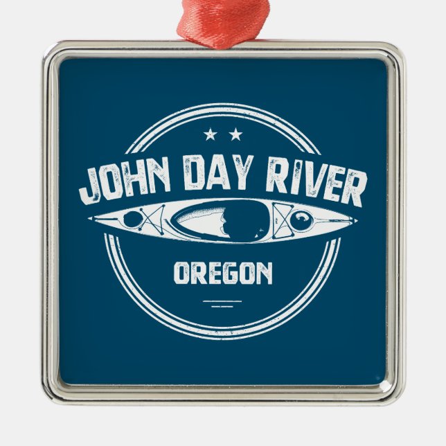 Ornement Carré Argenté John Day River Oregon Kayaking (Devant)