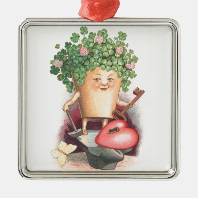 Ornement Carré Argenté Jour de Saint Patrick (Devant)