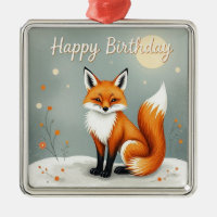 Joyeux Anniversaire Renard Brun Forêt Mignonne