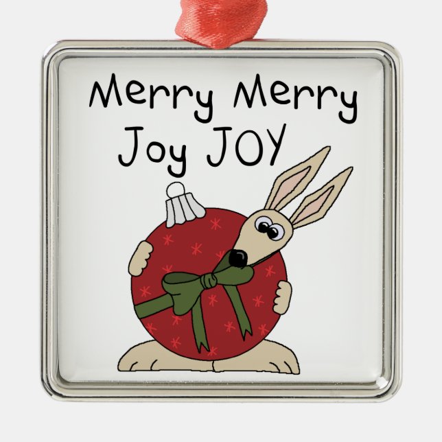 Ornement Carré Argenté Joyeux Joyeux Joyeux Joy Joyeux Joyeux Joyeux Joye (Devant)