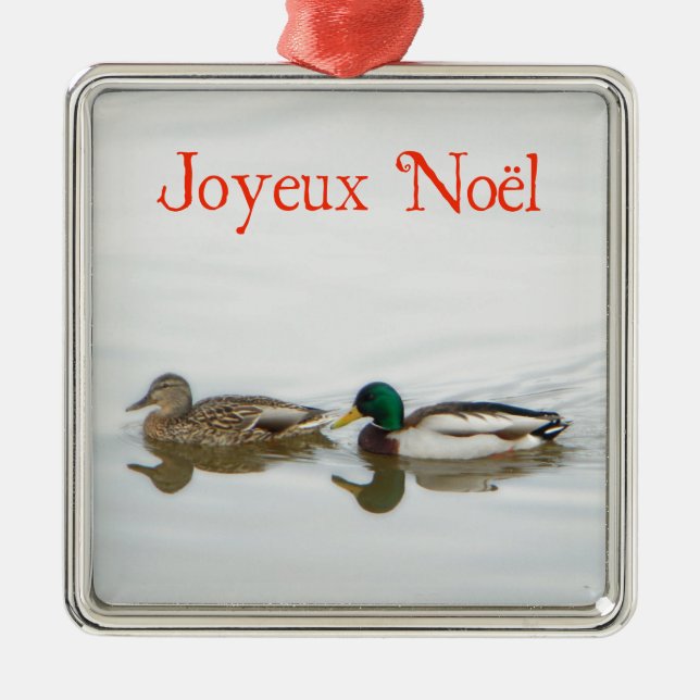 Ornement Carré Argenté Joyeux Noё l - Majards (Devant)