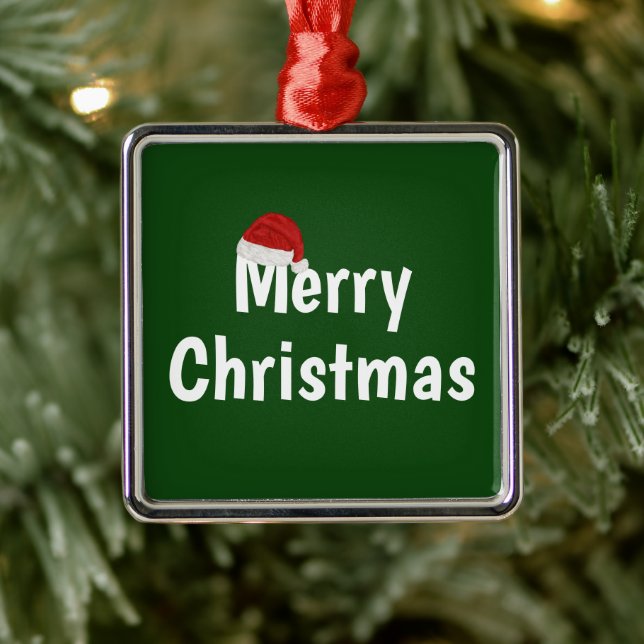 Ornement Carré Argenté Joyeux Noël (Arbre)