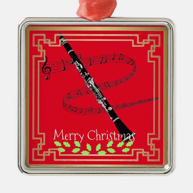 Ornement Carré Argenté Joyeux Noël Clarinet (Devant)