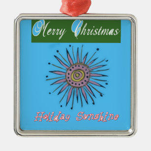 Ornement Carré Argenté Joyeux Noël Sunshine Holiday.png