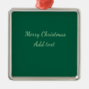 Ornement Carré Argenté Joyeux Noël vert fond simple solo fête