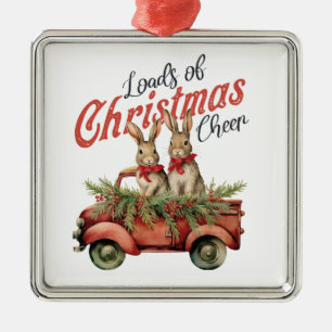 Ornement Carré Argenté Joyeux petits lapins