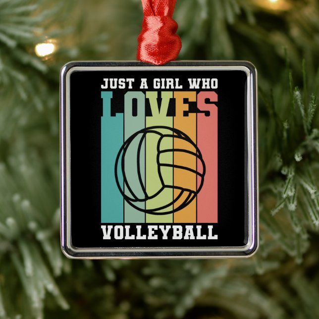 Ornement Carré Argenté Juste une fille qui aime le volleyball (Arbre)