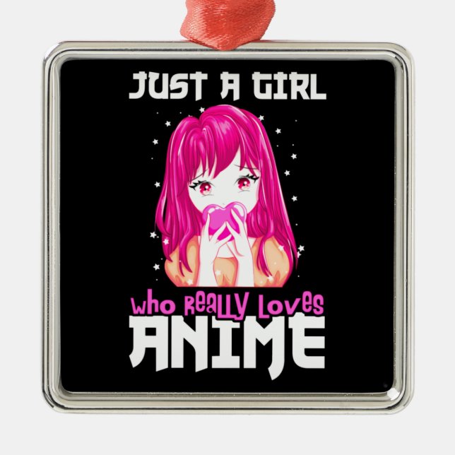 Ornement Carré Argenté Juste Une Fille Qui Aime Vraiment Anime (Devant)