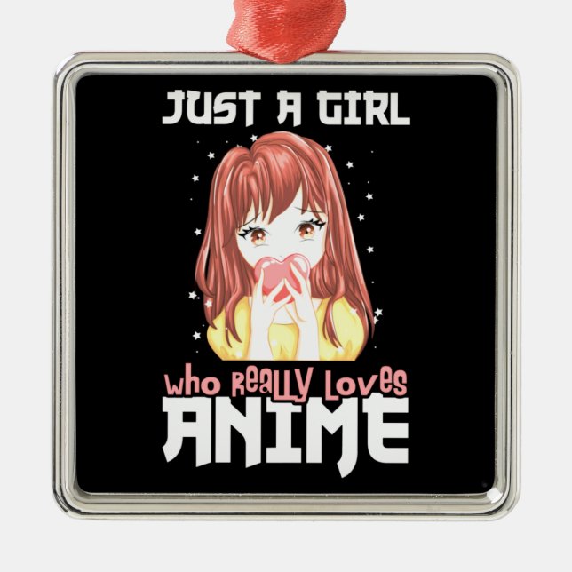 Ornement Carré Argenté Juste Une Fille Qui Aime Vraiment Anime (Devant)