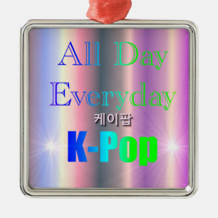 Ornement Carré Argenté K-Pop quotidien toute la journée
