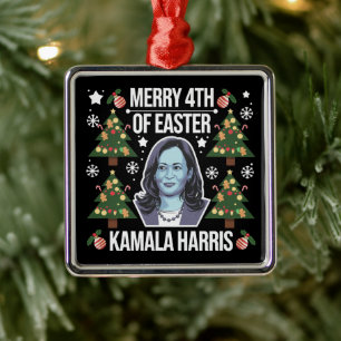 Ornement Carré Argenté Kamala Harris Noël Santa Joyeux 4ème de Pâques